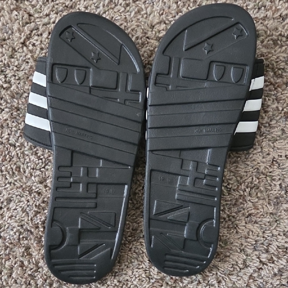 Adidas Black and White Adissage Slides - Picture 3 of 4